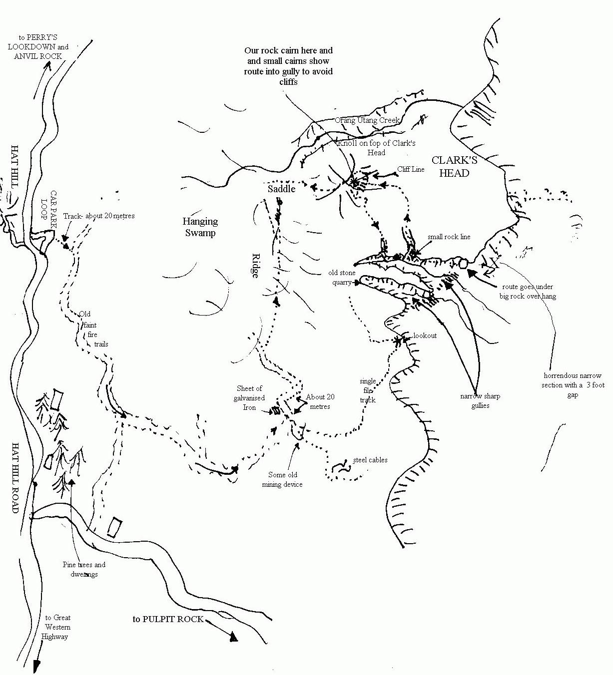 Walking track map of Orang Utang Pass