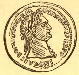 Coin showing the head of Domitian