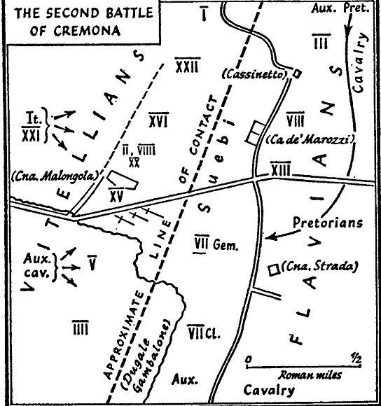 Map of The Second Battle of Cremona, first century A.D.