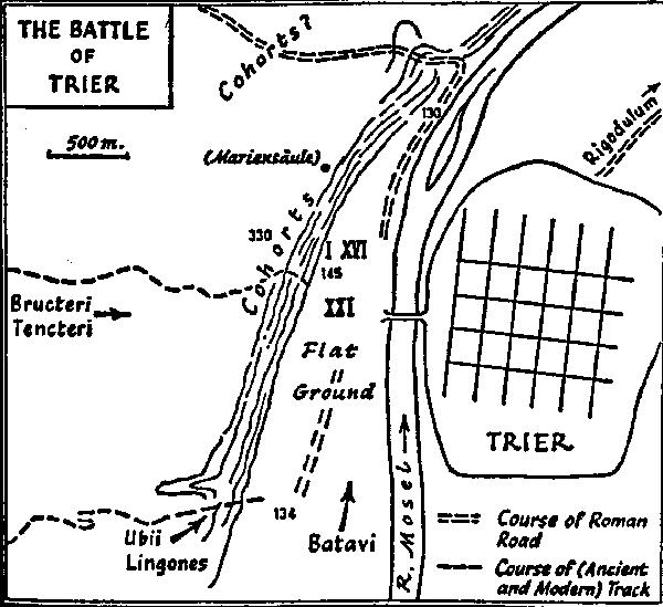 Map of The Ancient Battle of Trier first century A.D.