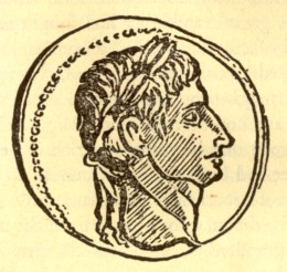 Coin showing the head of Augustus