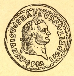 Coin showing the head of Titus